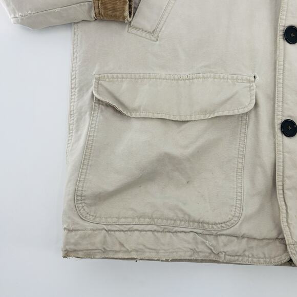 Vintage LL Bean Chore Coat Mens Size Large Beige Cotton Barn Jacket 90s Outdoor - Picture 9 of 13